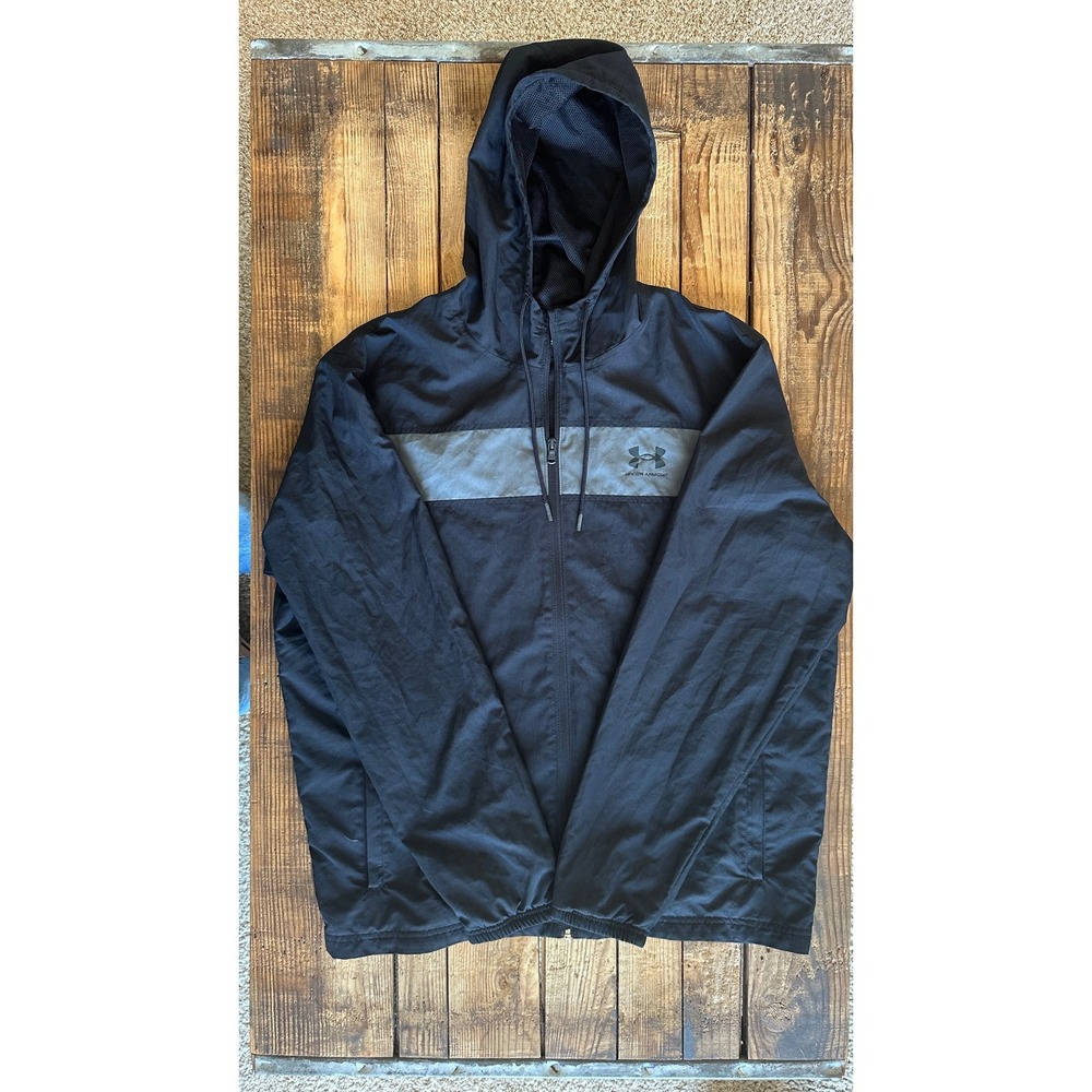 Under Armour Windbreaker Jacket Full Zip Hooded Mesh‎ Lined